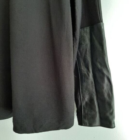 CLUB MONACO / Mixed Media Faux Leather Sleeve End Panels Top Black Sz S - Picture 4 of 11